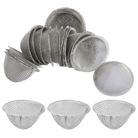 40 Pcs Stainless Steel Pipe Screen Filters, Adjustable Size Reusable Metal Mesh Gauzes, Pre-Cut Tapered Bowl Filters for Vaporizers, Water Pipes, 19mm Sizes