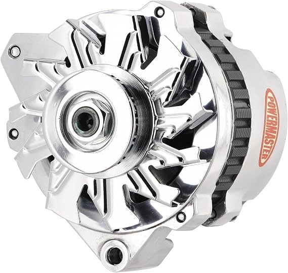 Powermaster - Alt GM CS130 Polish 140A 1V Pulley Offset Left MTG Side BAT Post 1-Wire or OE Hookup