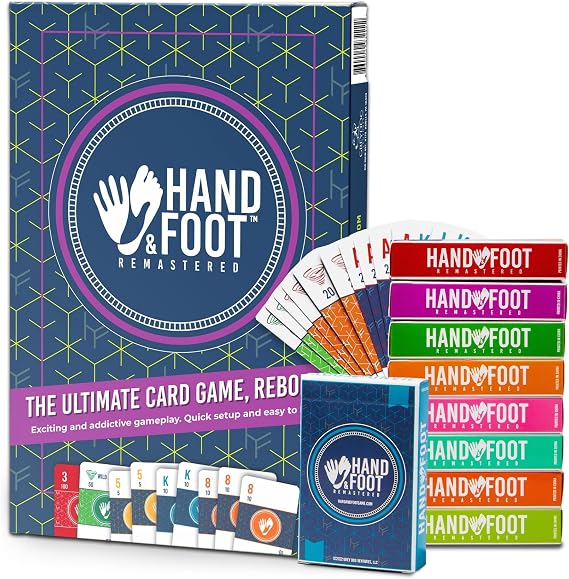 Hand & Foot Remastered 8 Player Edition Card Game - for Adults & Families
