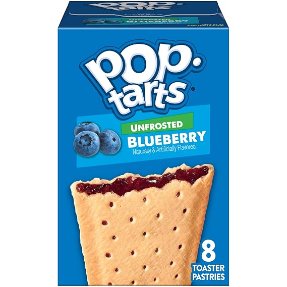 Pop-Tarts Toaster Pastries, Breakfast Foods, Kids Snacks, Unfrosted Blueberry, 13.5oz Box (8 Pop-Tarts)