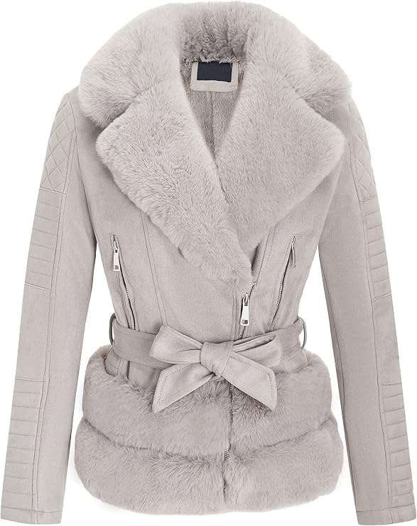 Bellivera Women's Faux Leather Aviator Sherpa Lined Winter Coat
