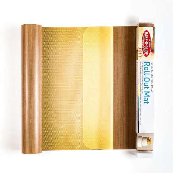 Bake-O-Glide 600 x 400mm Anti-Slip Roll Out Mat, Woven Glass Fabric Coated in Silicone, Brown, 600mm x 400mm
