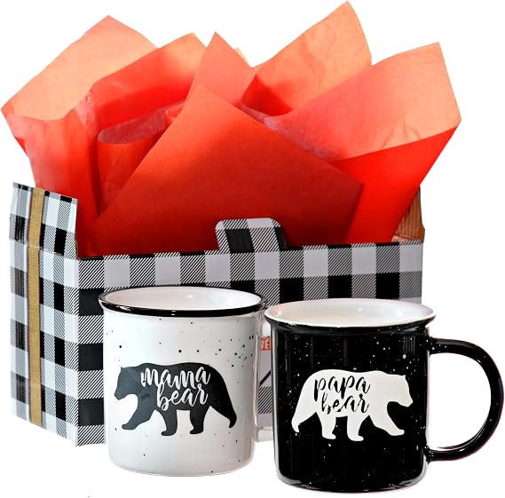 Mama Bear Papa Bear Mug Set of 2, 11 Ounce Mom and Dad Couple Mug Gift