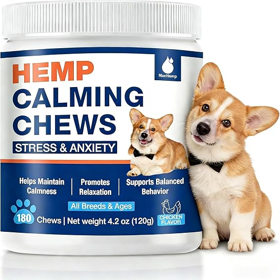 Calming Chews for Dogs(180 Cts), Advanced m Dog Calming Chews, Anxity Rlief Treats Help with Separation, Composure, Barking, Thunderstorms, Strss Rlief,