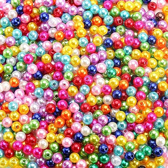 1500 Pcs Colorful Pearl Beads for Craft,ABS Round Loose Beads, Faux Fake Pearls,6MM Small Sew on Pearl Beads for Jewelry Making Necklaces, Hairs, Crafts, Decoration （Colorful Pearls）