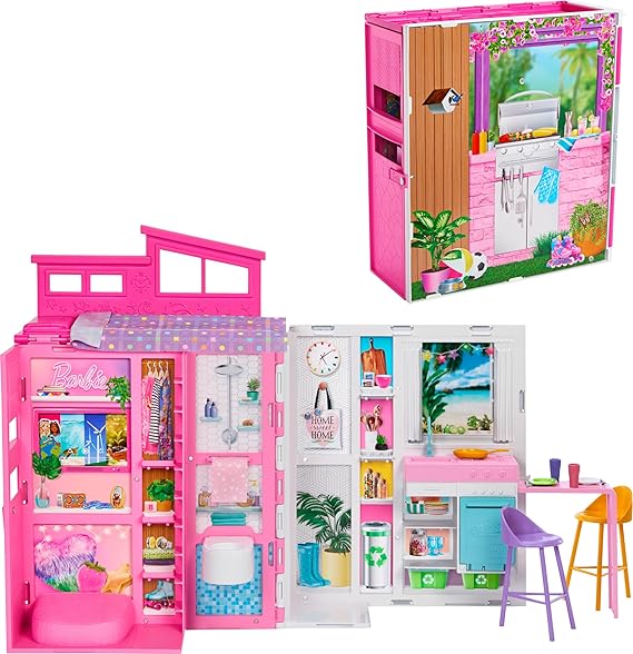 Barbie Dollhouse Playset, Getaway House with Accessories | with 11 Accessories Including 2 Chairs, 4 Play Areas & 360-degree Play