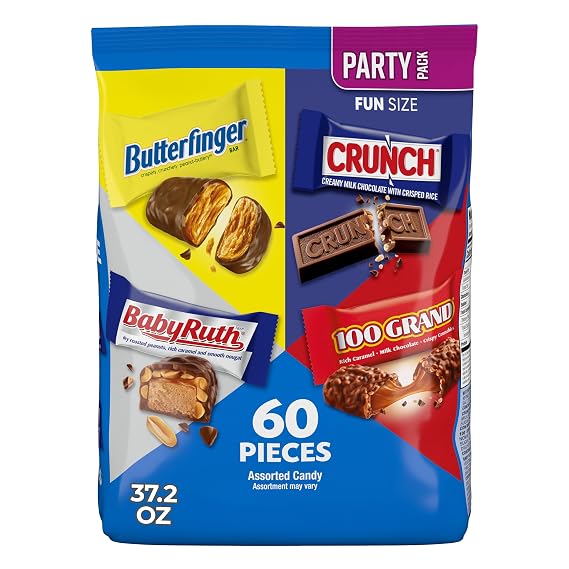 Bulk Candy Variety Pack, Fun Size Candy Bars, Assorted, 60 Ct, 37.2 Oz