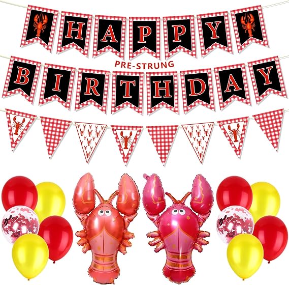 Crawfish Party Decorations, Crawfish Happy Birthday Banner