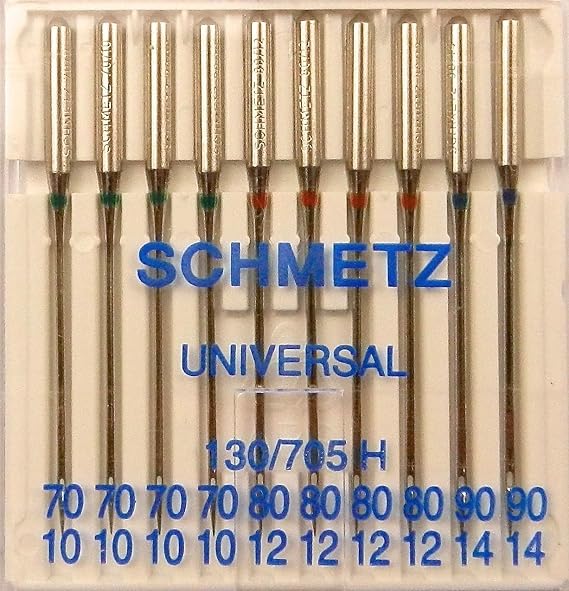 SCHMETZ Sewing machine needles: 10 universal needles, standard needle, needle thickness 70/10-90/14, sewing set, 130/705 H, can be used in every standard home sewing machine