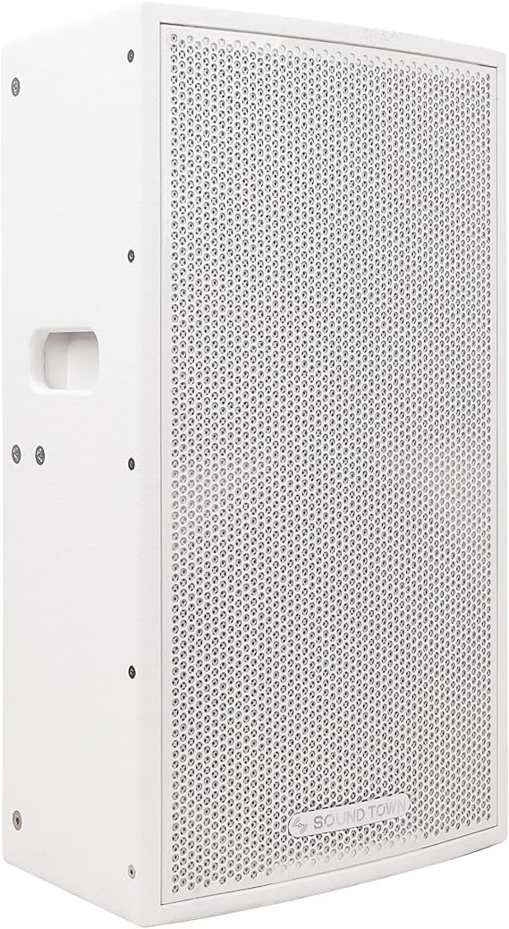 Sound Town CARME Series 12" 2-Way Powered Professional PA DJ Speaker, White with Onboard DSP, Birch Plywood for Installation, Live Sound, Karaoke, Bar, Church