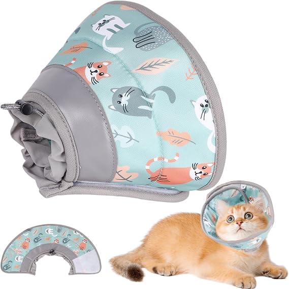 Cat Cone Collar Green Soft Adjustable Recovery Collar 1PCS | After Surgery and Injuries, Stop Licking, Suitable for Puppies, Suitable for Small Dogs Cats Small Pets