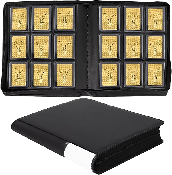Toploader Binder, Holds 360 Toploaders, Top Loader Binder with 9 Pockets for 3" x 4" Rigid Cards, Double-Sided Pockets Card Binder Top Loader for Trading Cards or Sports Cards (black)