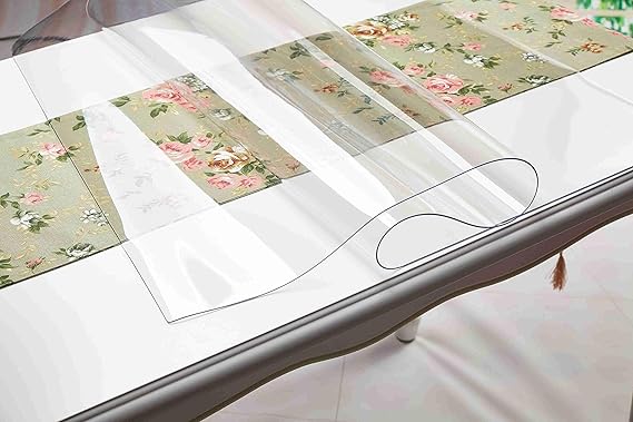 Toptablecloths 1.5mm Clear Plastic Table Cloth Cover Wipeable PVC Waterproof Table Protector (70x100 cm), Transparent
