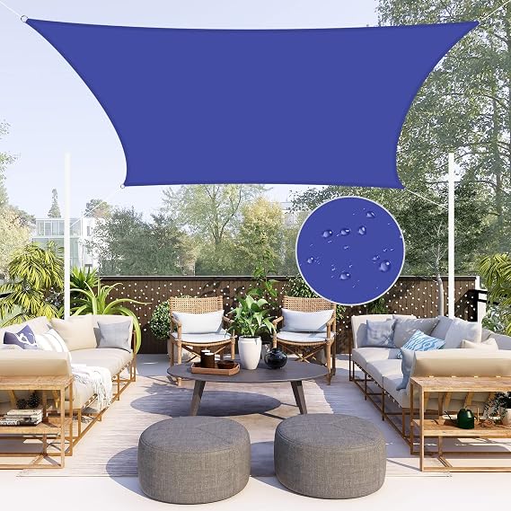 Neween Waterproof Sun Shade Sail Rectangle UV Block Canopy for Outdoor Patio and Garden, Yard Activities (13'x20', Blue)