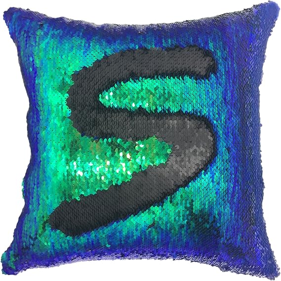 YOUR SMILE Mermaid Throw Pillow Case Magic Reversible Sequins Decorative Cushion Cover Pillowcase for Couch Sofa Bed,16 X 16 Inches,(Green/Black)
