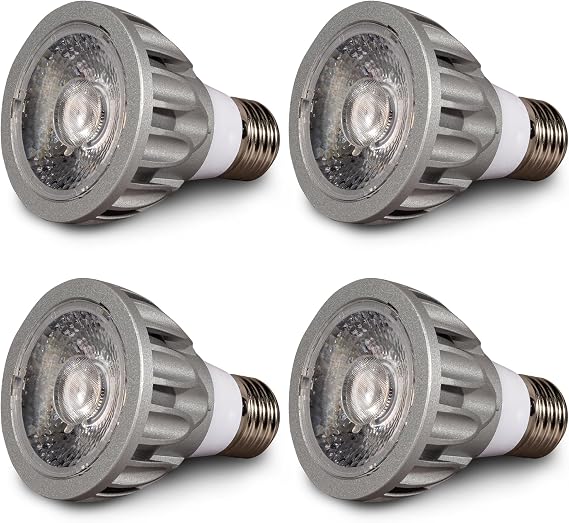 SunLight2 Premium Edition | PAR20 LED Bulb 10W | 120V AC | 3000K to 1800K Dim to Warm | CRI 97+ | 36 Beam Angle E26 Medium Base | Silver Finish | 4 Pack | Energy Efficient Flicker Free