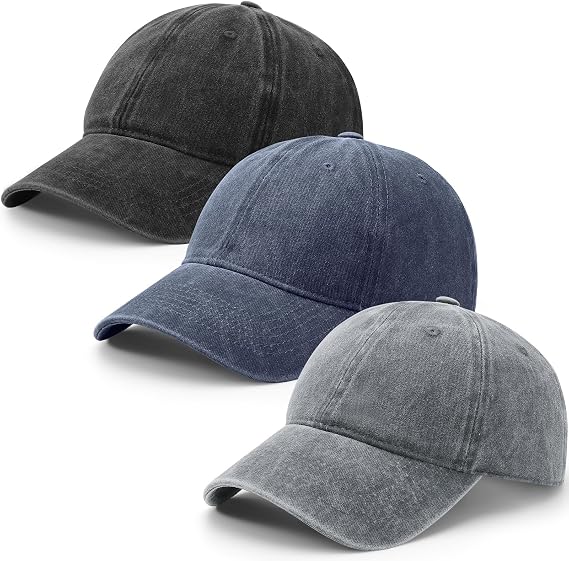 ViEinkaufen 3 Pack Distressed Baseball Caps Mens Womens Vintage Washed Hat
