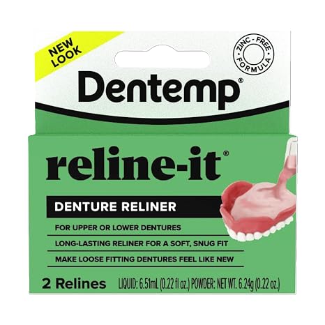 Dentemp Denture Reline Kit - Advanced Formula Reline It Denture Reliner - Denture Kit to Refit and Tighten Dentures for Both Upper & Lower Denture