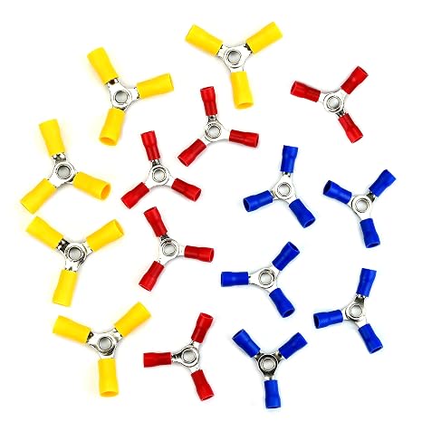 15 Crimp 3 Way Y Ring Butt Connector Terminal Vinyl 22-18 16-14 12-10 Gauge AWG