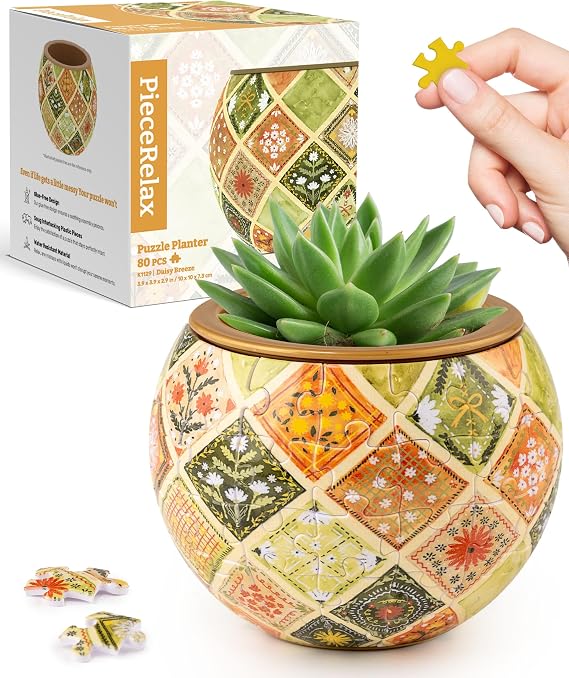 PieceRelax Unique 3D Puzzle Planter - 80 Plastic Pieces [K1129]