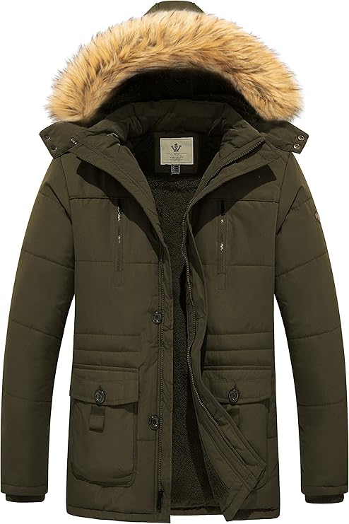 WenVen Men's Hooded Warm Coat Winter Parka Jacket | Fleece Lined Puffer Outerwear