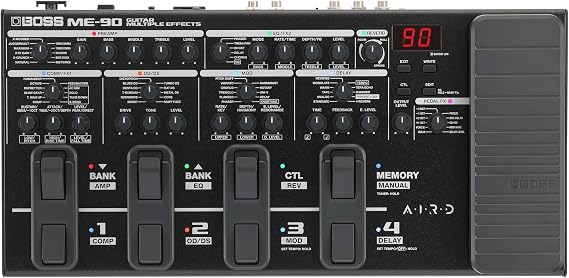 BOSS ME-90 Guitar Multi-Effects | All-In-One Guitar Processor | 11 Onboard AIRD Amp Models | 60 Effects derived from the GT-1000 | 8 Multi-Function Footswitches & Redesigned Expression Pedal