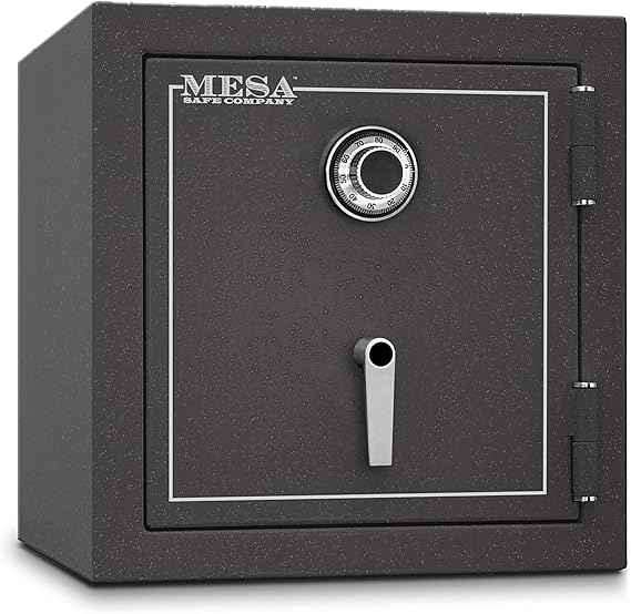 Mesa Safe MBF2020C All Steel Burglary and Fire Safe with Combination Lock, 3.3-Cubic Feet, Hammered Grey