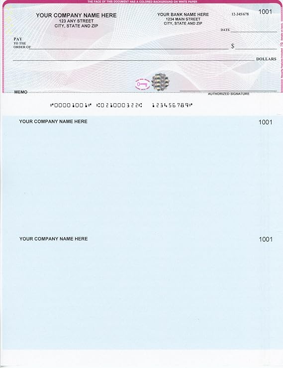 250 High-Security Hologram Prismatic Broadway Computer Checks - Check on Top - Compatible with QuickBooksTM/QuickenTM Software - Blue Red Prismatic Hologram (250)