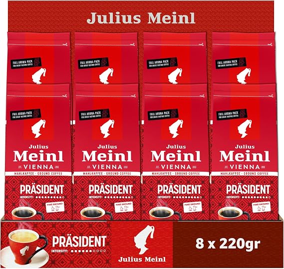 Julius Meinl President Blend Öğütülmüş Filtre Kahve, 220 Gram x 8 Adet