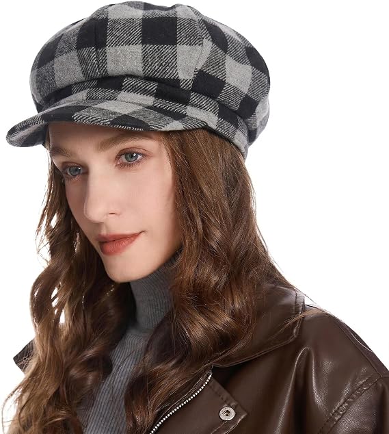ZLYC Women Classic Newsboy Cap Visor 8 Panel Gatsby Cabbie Paperboy Hat