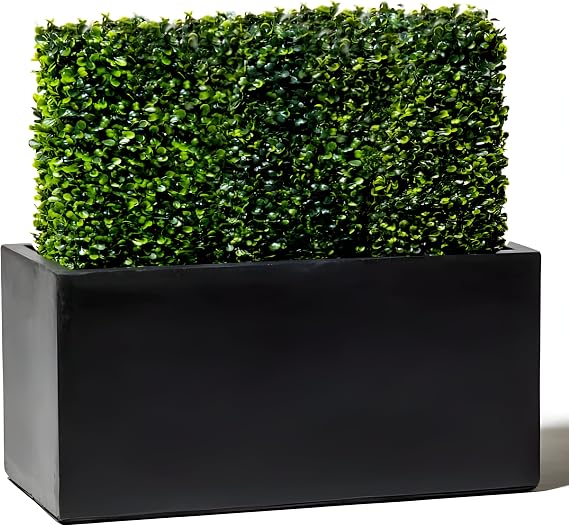 Primrose Outdoor Small Terracotta Fibrecotta Dark Grey Trough Planter Pot 50cm (19.7in)