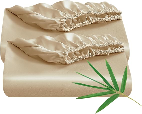 2 Pack Bamboo Viscose Fitted Sheet Twin Size Only, 400 Thread Count