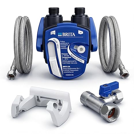 Under-sink water filter: Brita filter head for Brita filter P1000 / P3000 / C300 / C500 including 2x flexible hose angle valve adapter no filter cartridge included