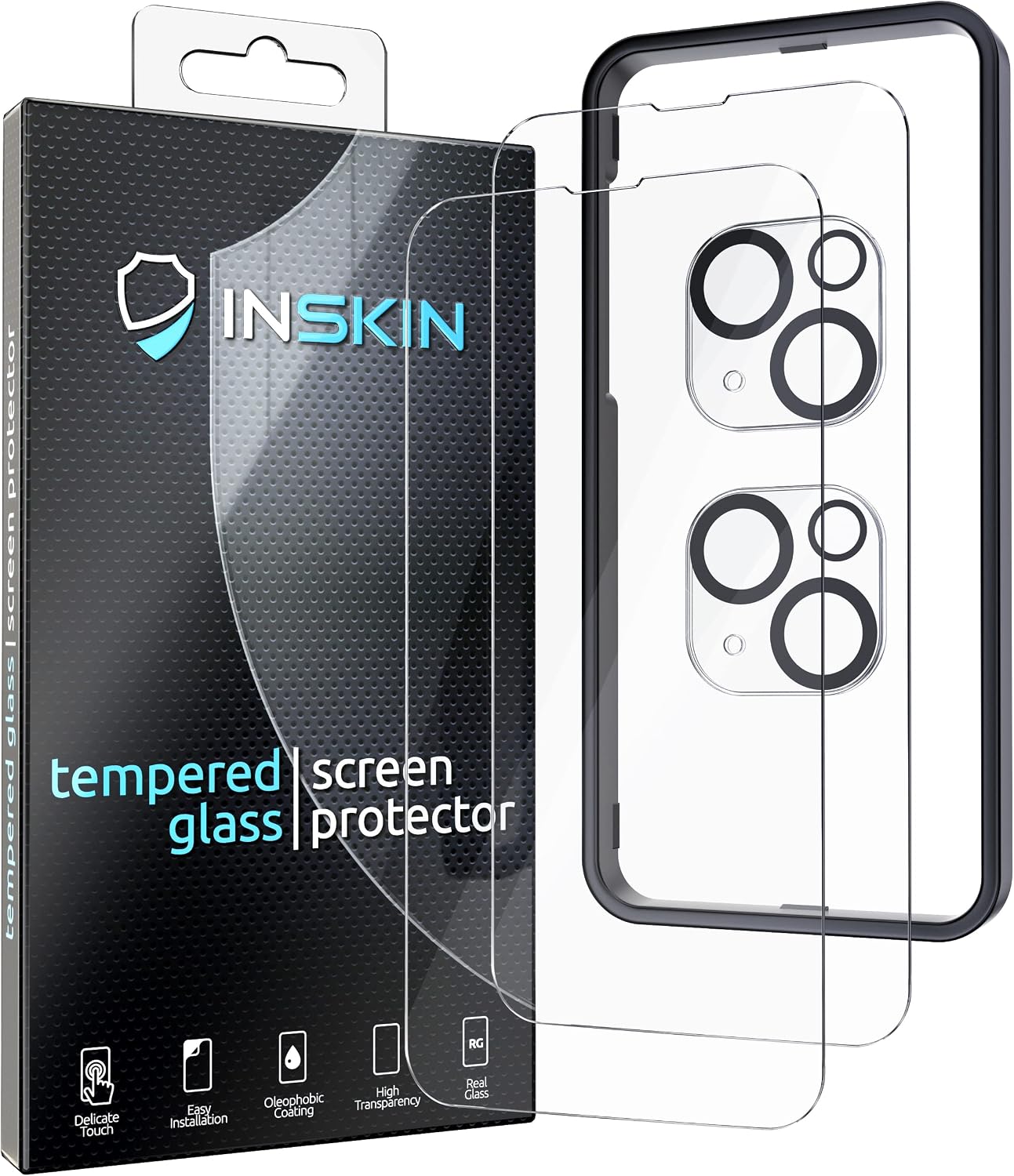 Inskin 2-in-1 [Screen and Rear Camera Lens] Tempered Glass Protector, fits Apple iPhone 13 Mini - 22 Pack with Application Frame, 2.5D Edge, 9H Hardness, Anti Scratch, Bubble-Free Adhesive