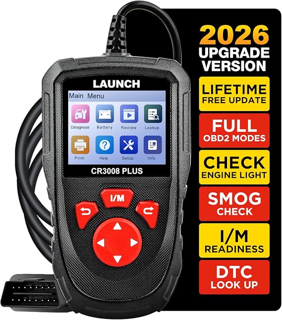 LAUNCH Professional OBD2 Scanner Diagnostic Tool CR3008 Plus,One-Click I/M | Lifetime Update,Enhanced Check Engine Code Reader OBDII Car Scan Tool for All Vehicles After 1996,Battery Test