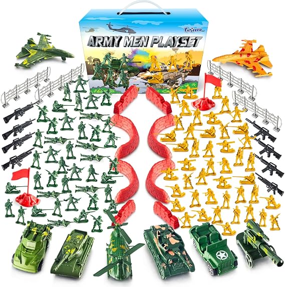 PATIFEED Plastic Army Men Action Figures Toy Soldiers Military Play for Kids Boys Birthday Gifts