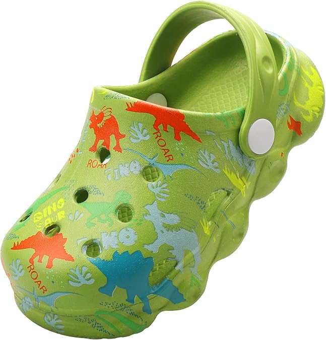 OWIF Toddler Clogs Boys Girls Kids Dinosaur Garden Shoes Slip on Sandals Slides Water Summer Shoes for Outdoor Beach Pool