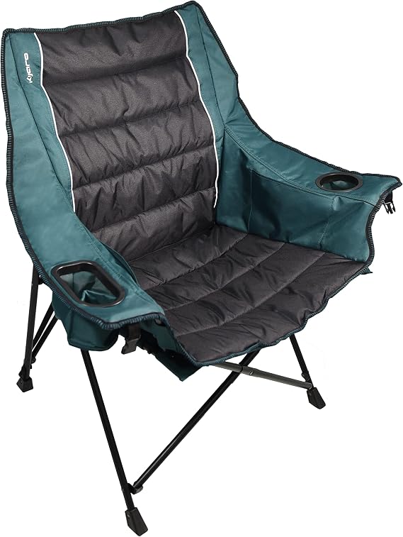 Kijaro Quilted Club Adult Camping Chair Features Comfortable Quilted Polyester Fabric and Built-in Internal Storage Pockets