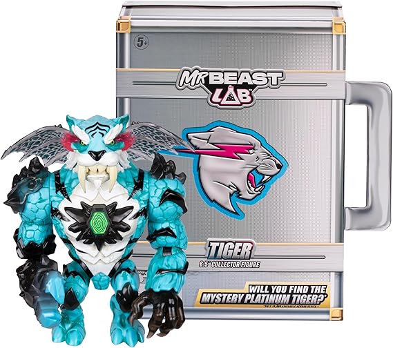 MrBeast Lab Apex Beast Tiger Koleksiyoncu Figürü, 15,9 cm Uzunluğunda, Aşırı Detaylı, Birinci Sınıf Ambalaj, 13 Nokta Eklemli ve Çene Çenesi - Stiller Değişebilir