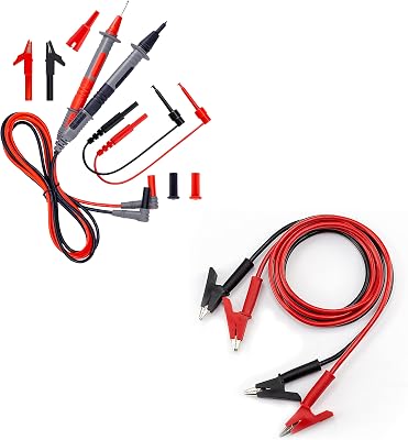 KAIWEETS Soft Silicone Electrician Test Leads Kit with 2PCS Alligator Clip Test Leads for Electrical Testing of FlukeAstroAIINNOVA Multimeter Electronic Clamp Meter