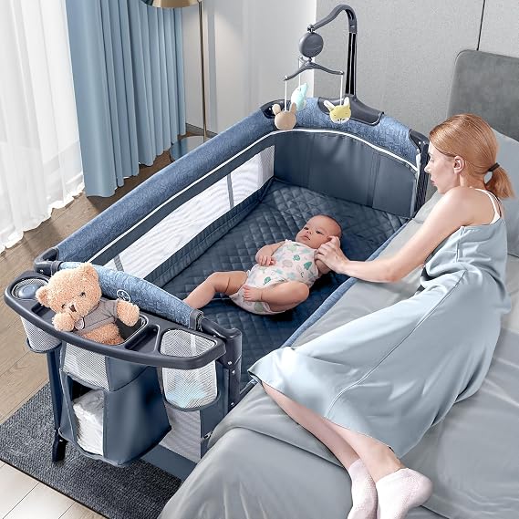 BabyBond Baby Bassinet Bedside Crib, Pack and Play, Diaper Changing Table