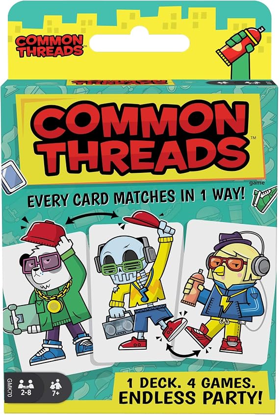 Mattel Games Common Threads 4-in-1 Family Card Game, Matching Game for 7 Year Olds and Up, Multi (GMK70)