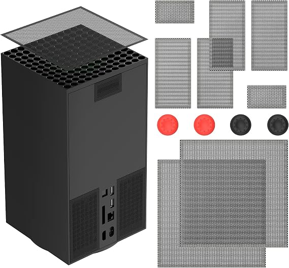 Fastsnail Dust Proof Cover for Xbox Series X - 2 Pack PVC Mesh Filter & 4 Rubber Thumb Grip Cover Kit