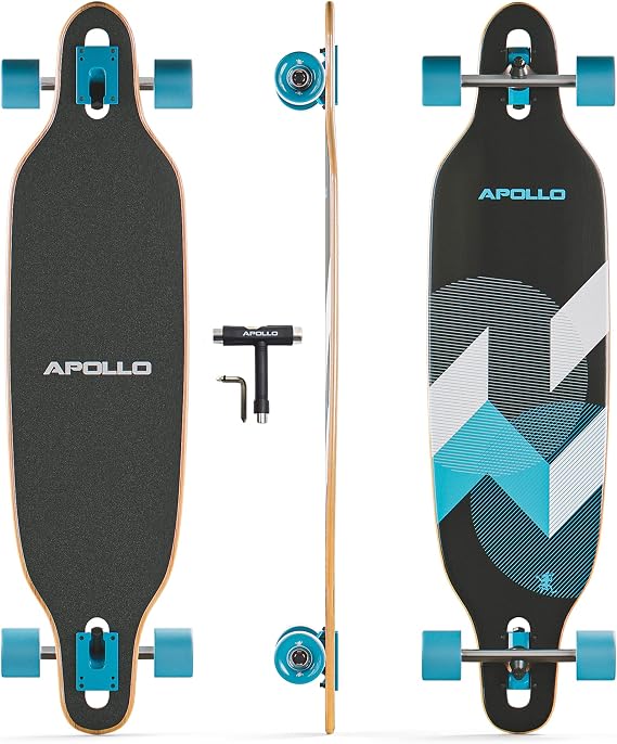 APOLLO Longboard Skateboards - Premium Long Boards for Adults, Teens and Kids. Cruiser Long Board Skateboard. Drop Through Longboards Made of Bamboo & Fiberglass - High-Speed Bearings & T-Tool