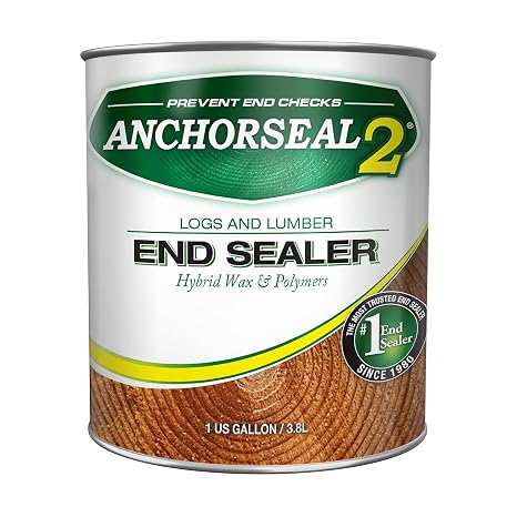 ANCHORSEAL 2 Log and Lumber End Grain Sealer, Prevents Checking, 1 Gallon | Prevents up to 90% of Checking, Green Wood Sealer, For Turning Blanks & Bowls, Prevents Drying Splits on Wood & Decks