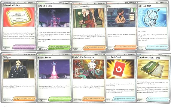 Pokemon - Chaos Rising - Complete Trainer Card Lot x10 - Special Red Card Prism Tower