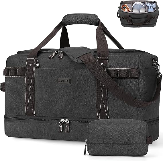ZOMFELT Travel Duffle Bag for Men, 45L Carry On Luggage Airline Approved