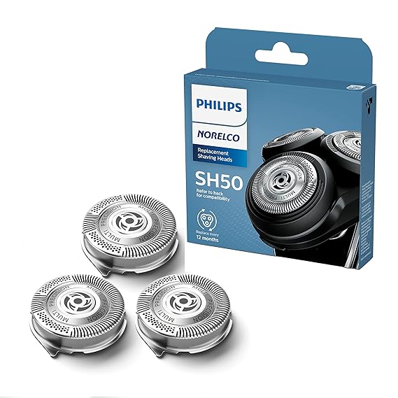 Philips Norelco Genuine Replacement Heads, 3 Count | 45 Self Sharpening MultiPrecision Blades, Compatible with Series 5000 - 6000 and AquaTouch, SH50/52