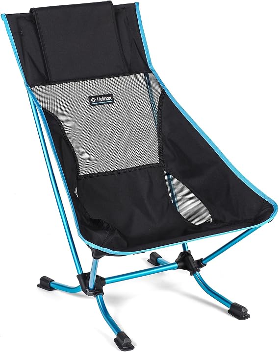 Helinox Beach Chair, 3.18lbs, Lightweight, Lower-Profile, Compact, Collapsible Camping Chair, Black, with Pockets
