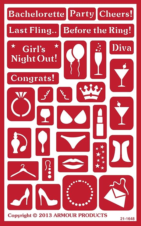 Armour Products Over N Over Glass Etching Stencil, 5-Inch by 8-Inch, Bachelorette Party
